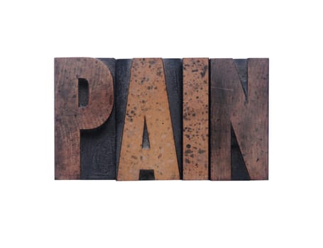 pain in old ink-stained wood type