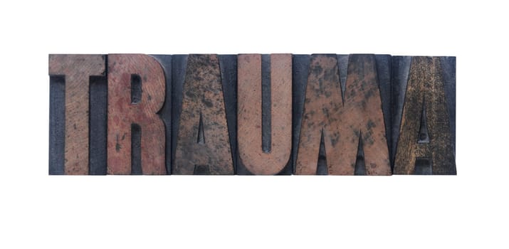 trauma in old ink-stained wood type