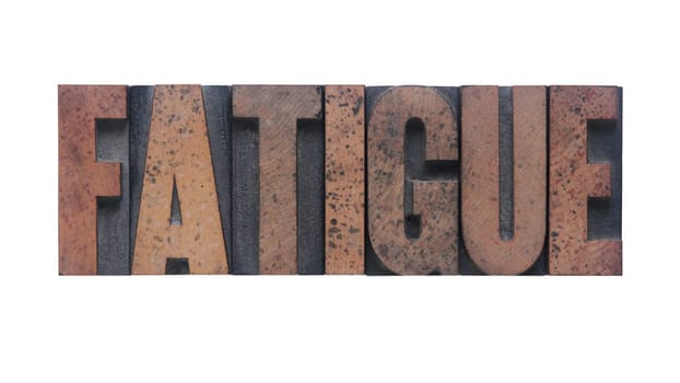 fatigue in old ink-stained wood type