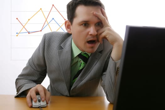 Businessman in front of computer
