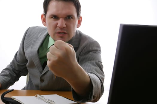 Boss shows fist