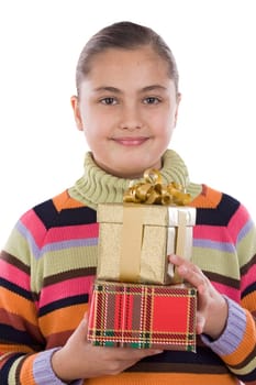 Beautiful girl with presents of birthday