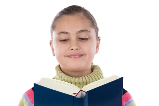 Adorable girl with reading a book