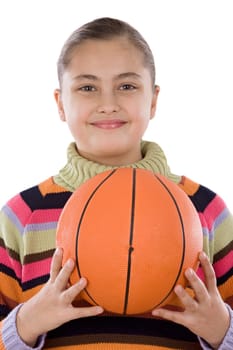 Adorable girl with basketball