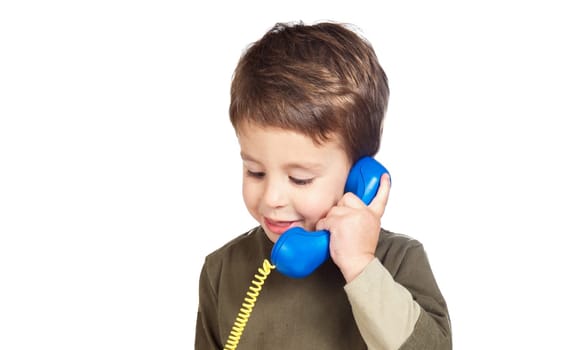 Adorable child on the phone