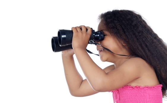 Girl looking throuth the binoculars