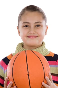 Adorable girl with basketball