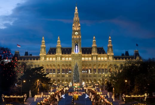 Christmas market in Vienna at the town hall