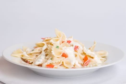 Farfalle on the plate