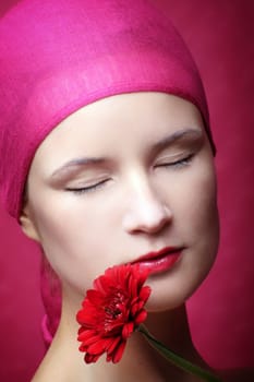 Woman with gerbera