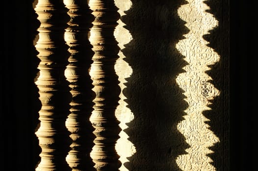 Shadow of window in buddhist temple