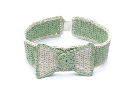 Homemade crocheted choker with bow tie