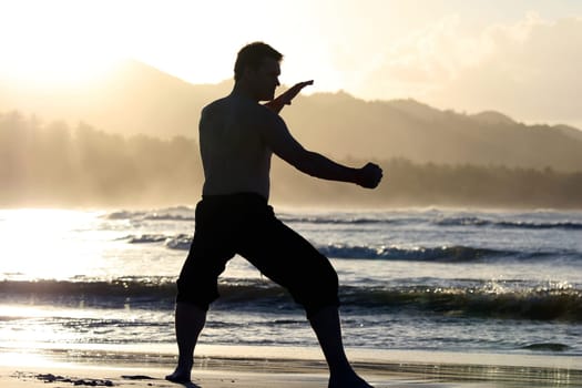 Training at sunset
