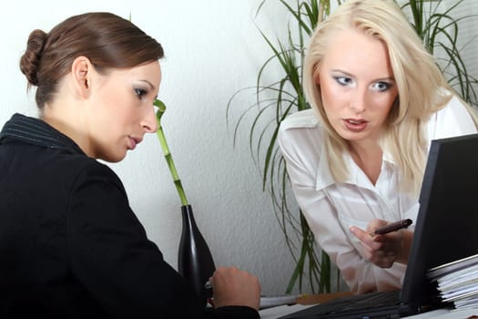 Two women working on the project