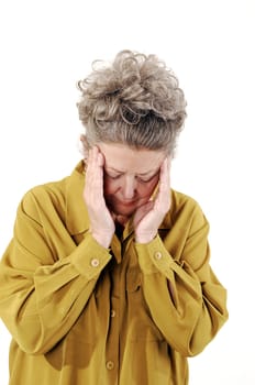 Senior woman with a headache.