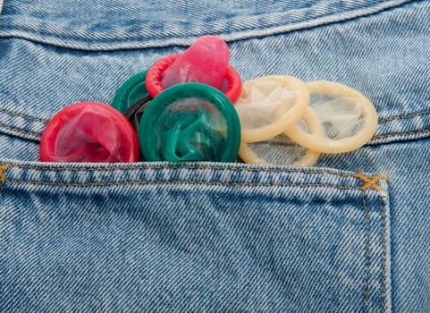 Condoms in different colors
