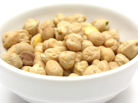 A porcelain bowl with chickpeas