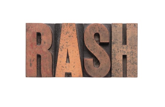 rash in old ink-stained wood type