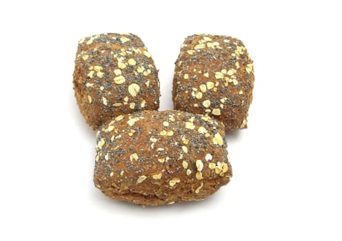 Three homemade wholemeal rolls