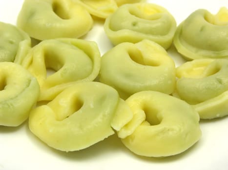 Stuffed noodles as a close-up against a white background