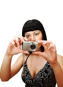 Young woman taking pictures.