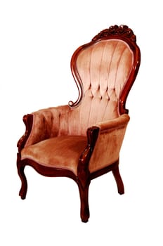 Pink armchair.