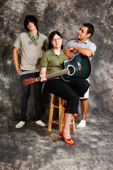 Family with guitar.