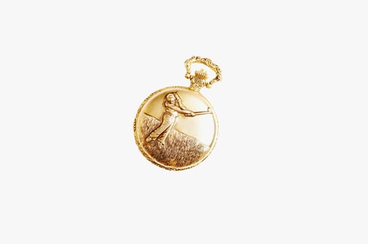 Golden pocket watch.