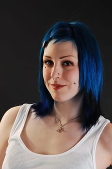 Heath shoot of blue hair.