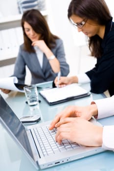 Hands typing