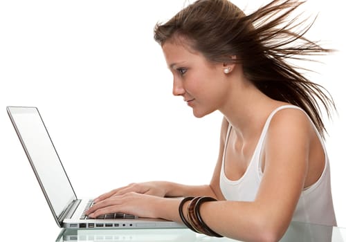 attractive teenager with laptop