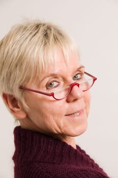 mature woman with glasses