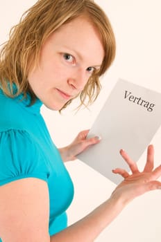 woman get angry because contract
