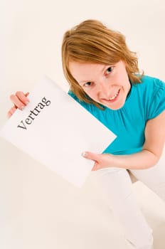 woman show contract happy