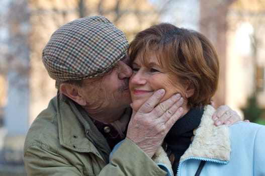 Senior Couple kissing