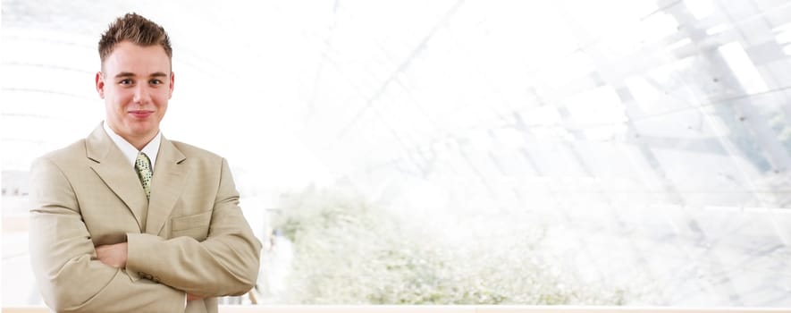Business banner - young businessman