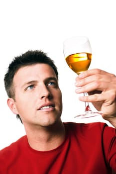 Man is tasting wine