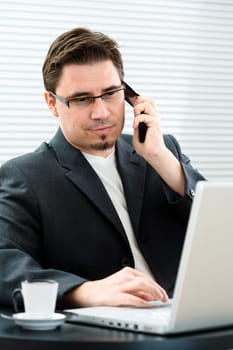 Businessman drinking coffee