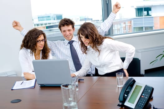 Happy successful business team