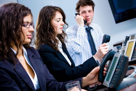 Telephone workers at office