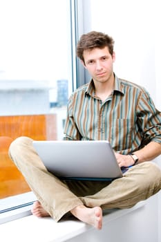 Businessman working on laptop