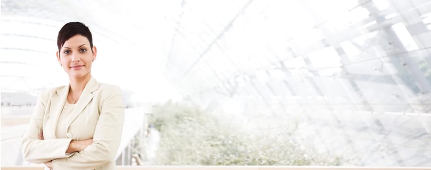 Business banner - young businesswoman