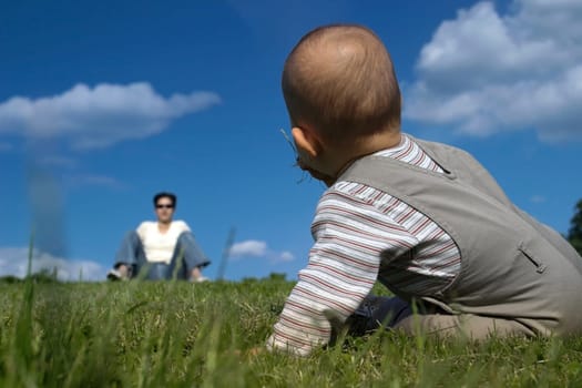 playing on the grass