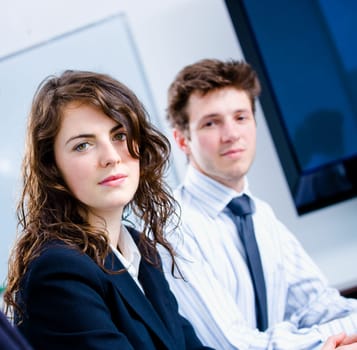 Businessman and businesswoman