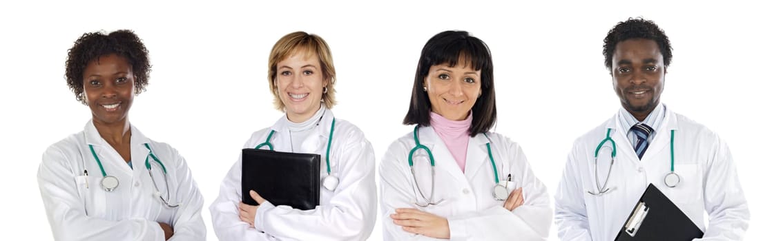 Medical team of four doctors