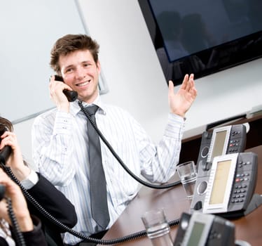 Businessman calling on phone
