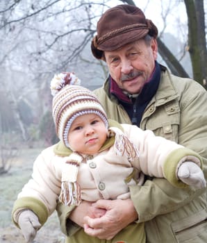 Grandpa and grandson outdoor