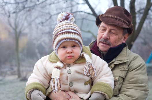 Grandpa and grandson outdoor