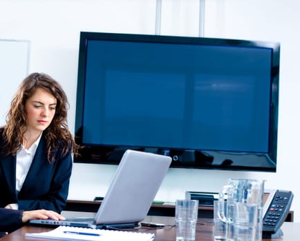 Blank TV screen at office