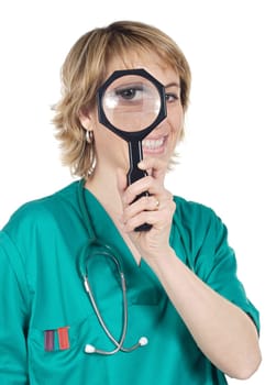 Doctor with magnifying glass